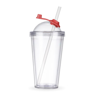 Copo de Acrílico 550ml com Suporte Canudo 